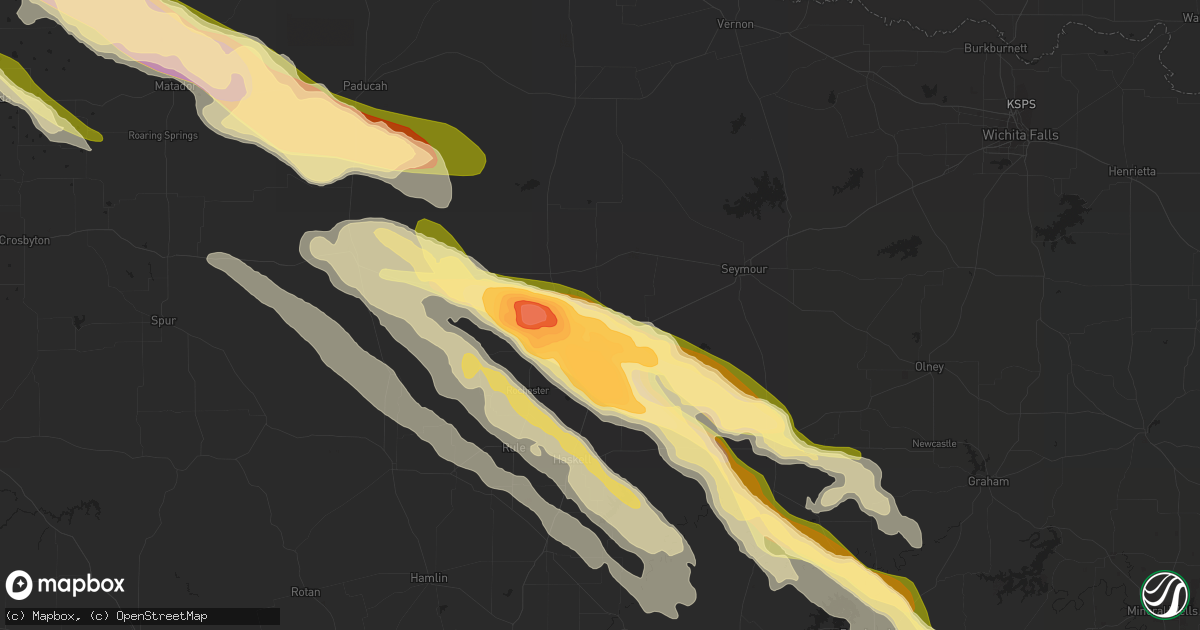 Hail map in Munday, TX on April 22, 2015