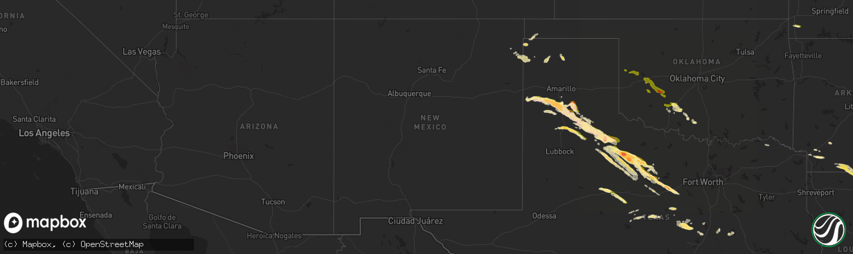 Hail map in New Mexico on April 22, 2015