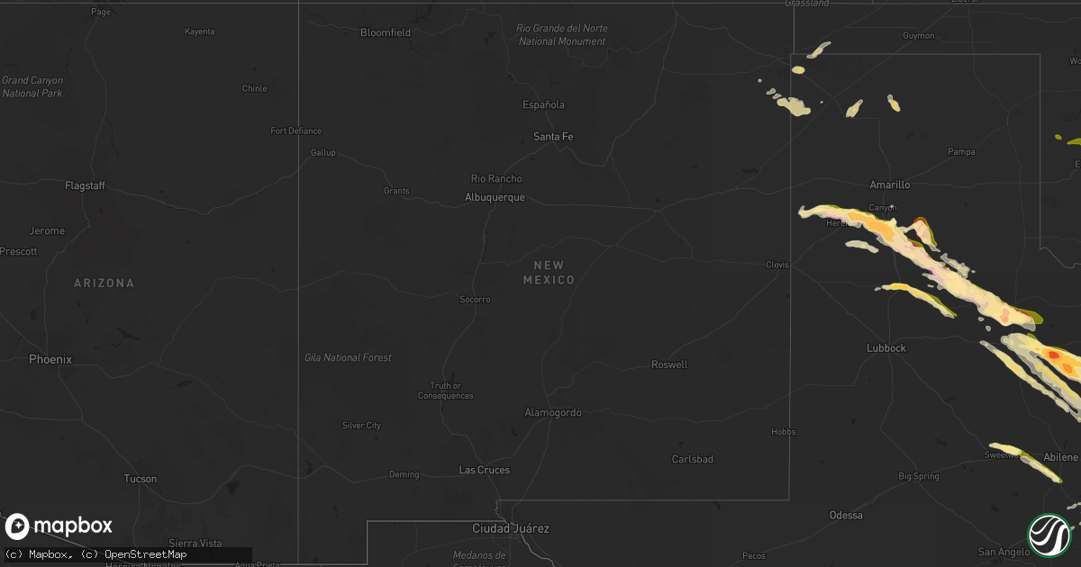 Hail map in New Mexico on April 22, 2015