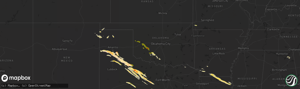 Hail map in Oklahoma on April 22, 2015