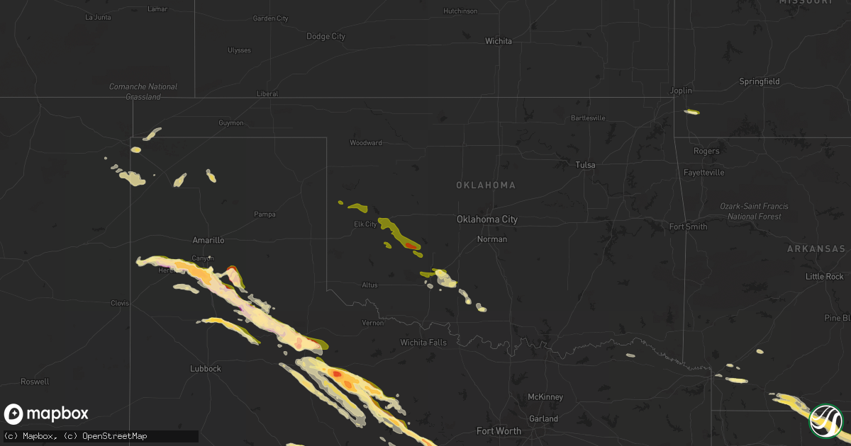 Hail map in Oklahoma on April 22, 2015