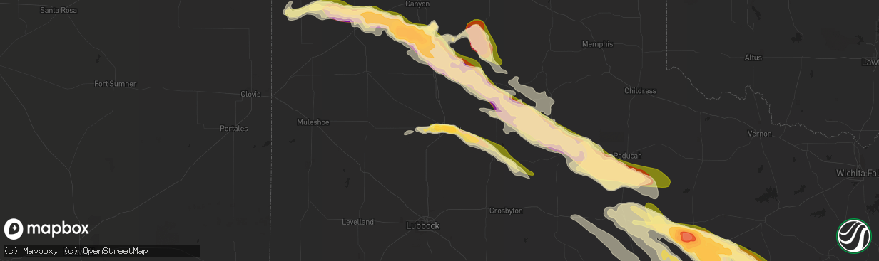 Hail map in Plainview, TX on April 22, 2015