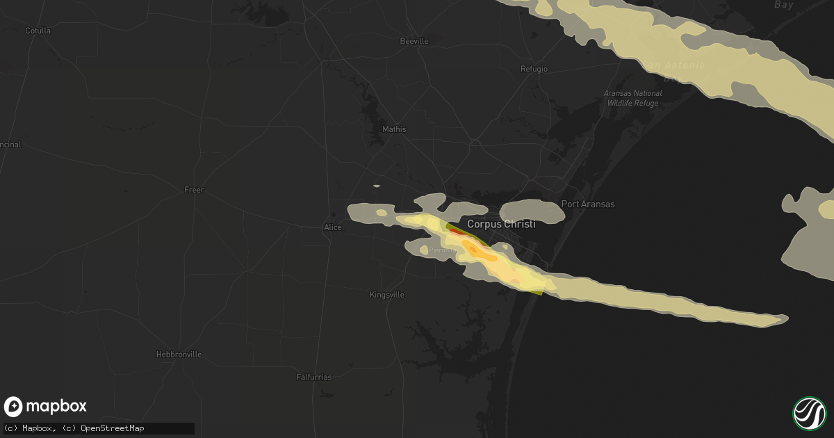 Hail map in Robstown, TX on April 22, 2015