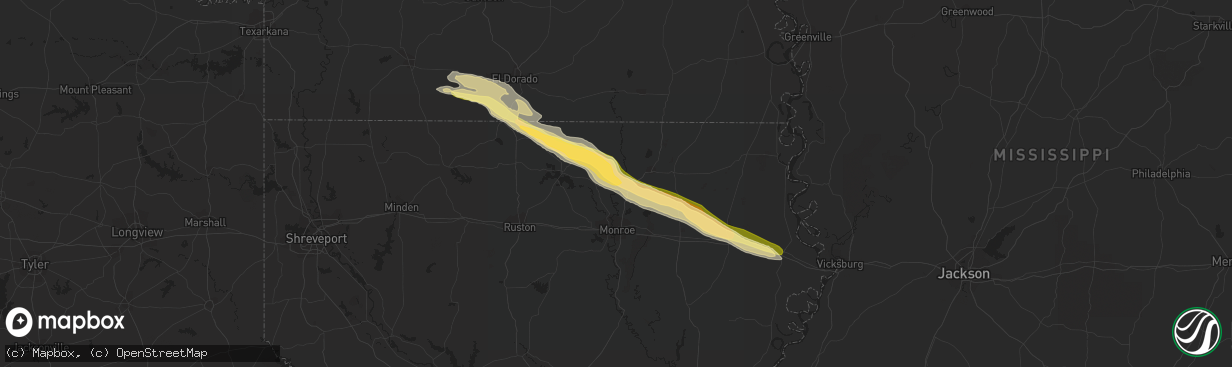 Hail map in Sterlington, LA on April 22, 2015