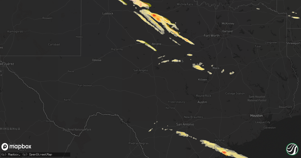 Hail map in Texas on April 22, 2015