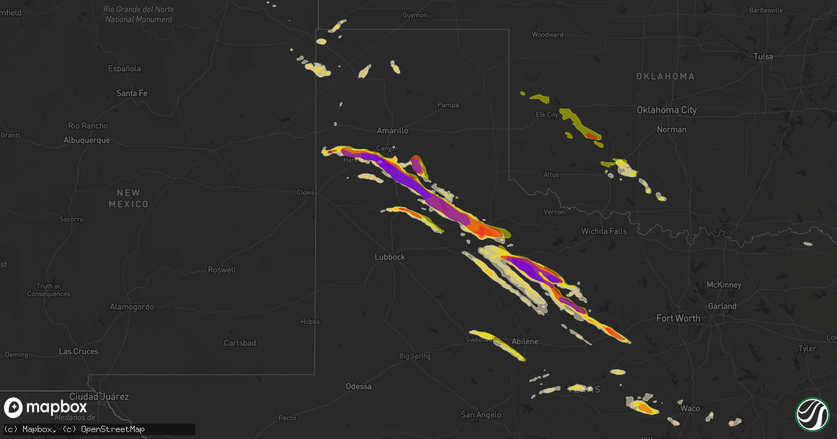 Hail map on April 22, 2015