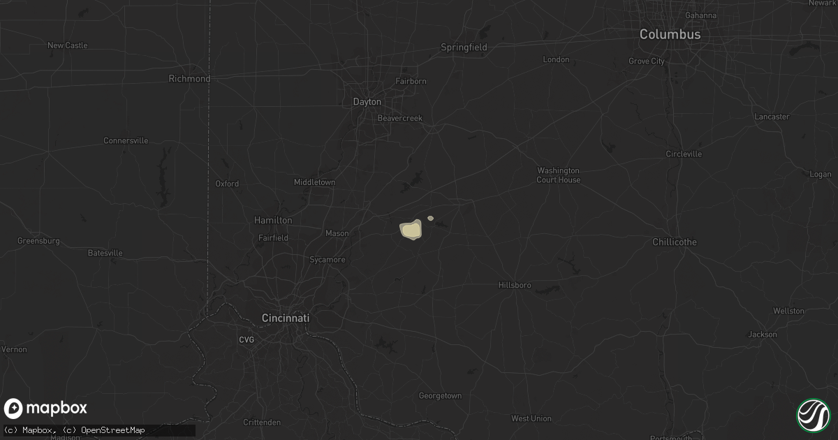 Hail map in Clarksville, OH on April 22, 2016