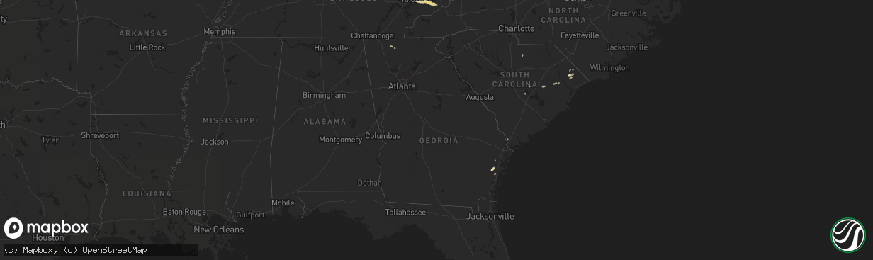 Hail map in Georgia on April 22, 2016