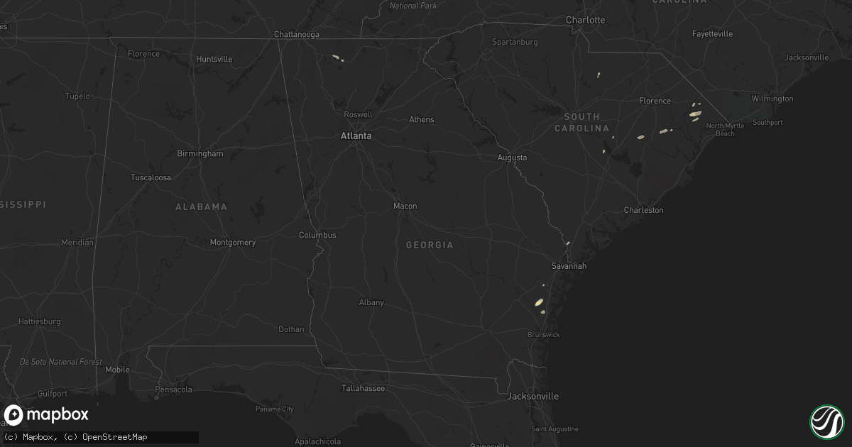 Hail map in Georgia on April 22, 2016
