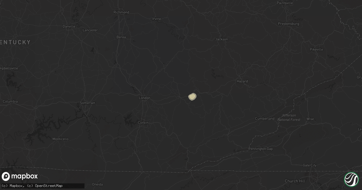 Hail map in Manchester, KY on April 22, 2016