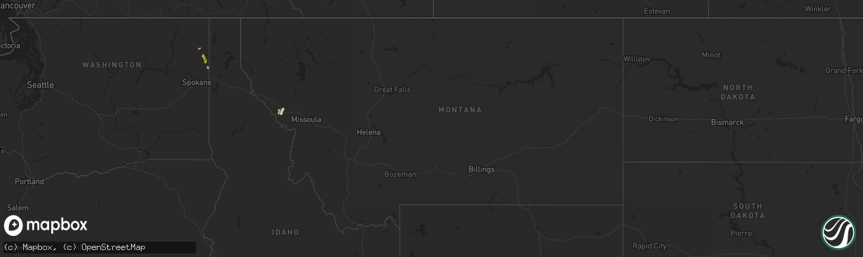 Hail map in Montana on April 22, 2016