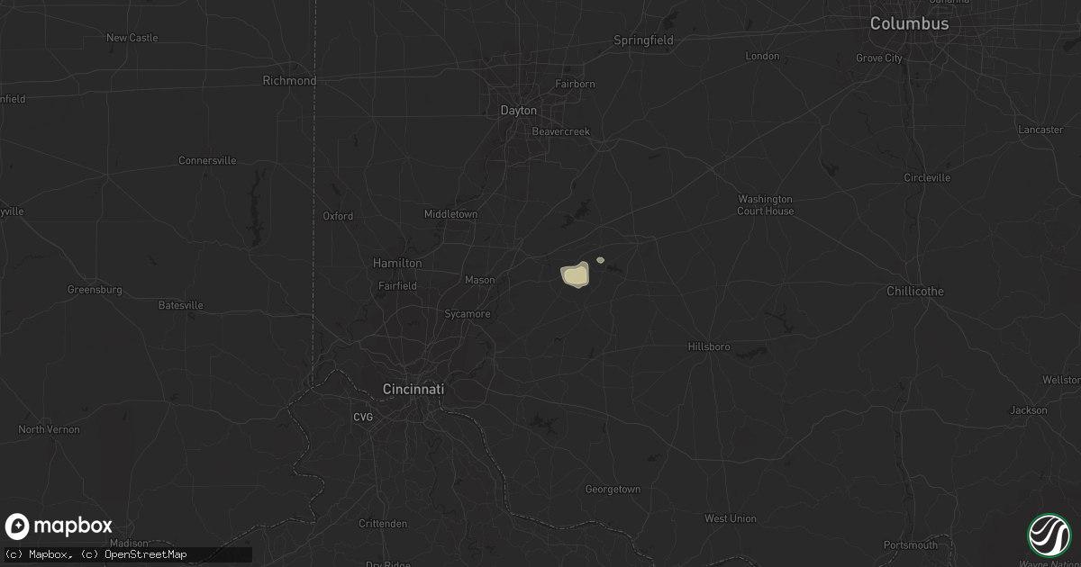 Hail map in Morrow, OH on April 22, 2016