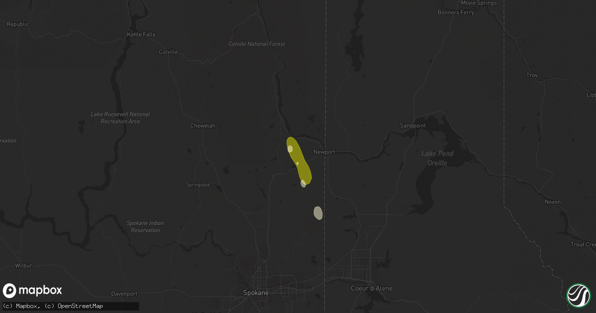 Hail map in Newport, WA on April 22, 2016