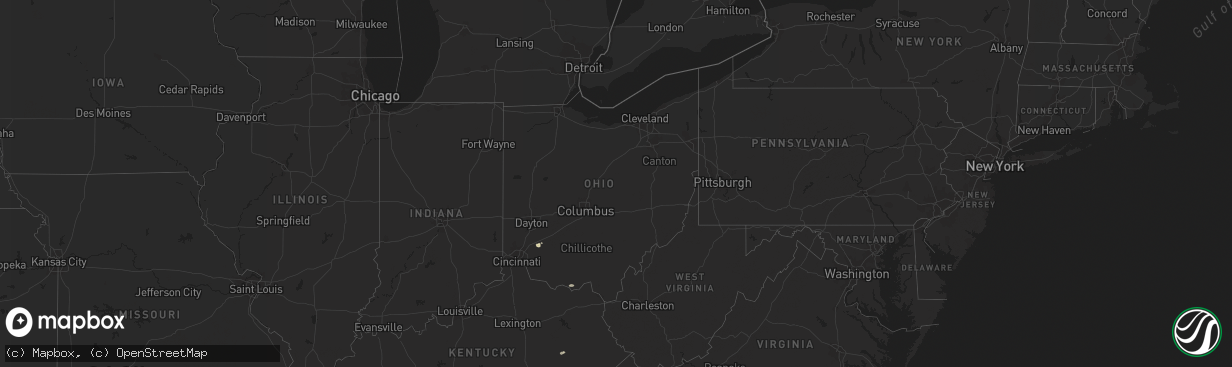 Hail map in Ohio on April 22, 2016