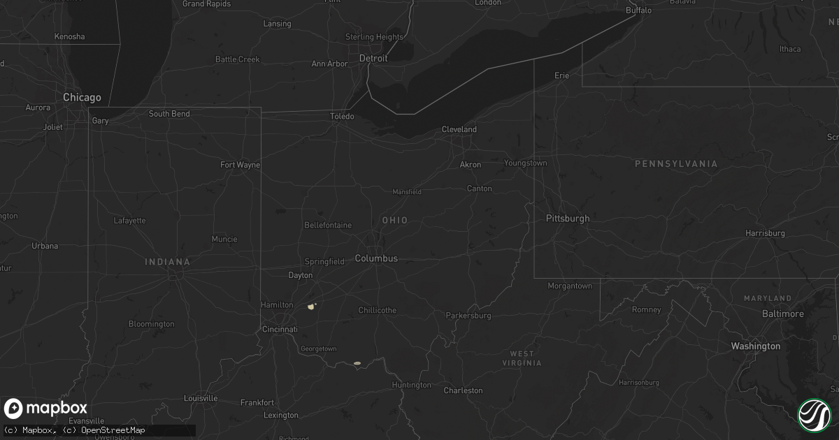 Hail map in Ohio on April 22, 2016