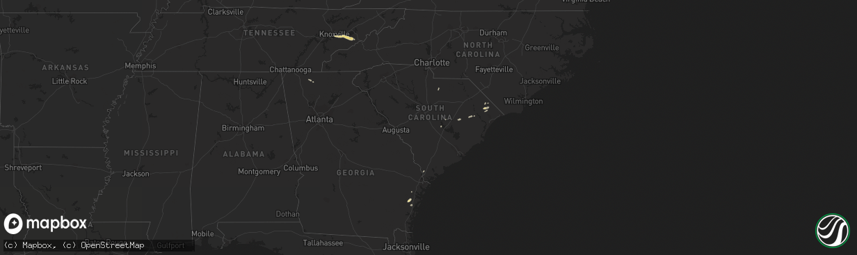 Hail map in South Carolina on April 22, 2016