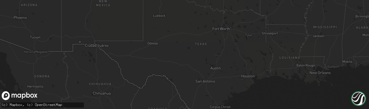 Hail map in Texas on April 22, 2016