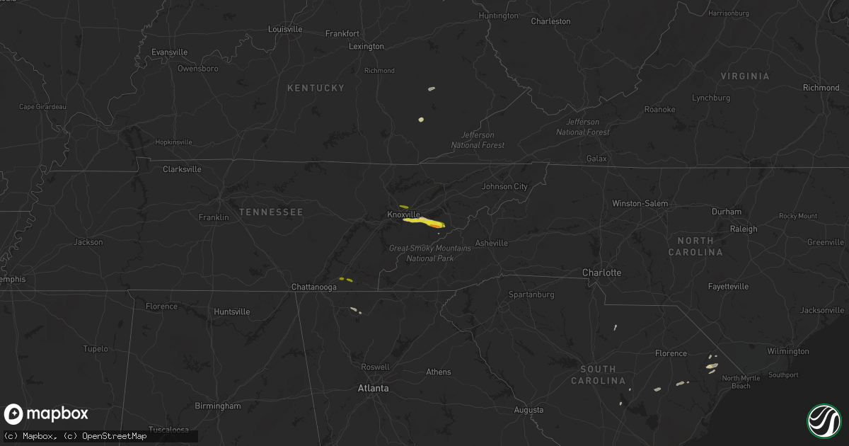 Hail map on April 22, 2016
