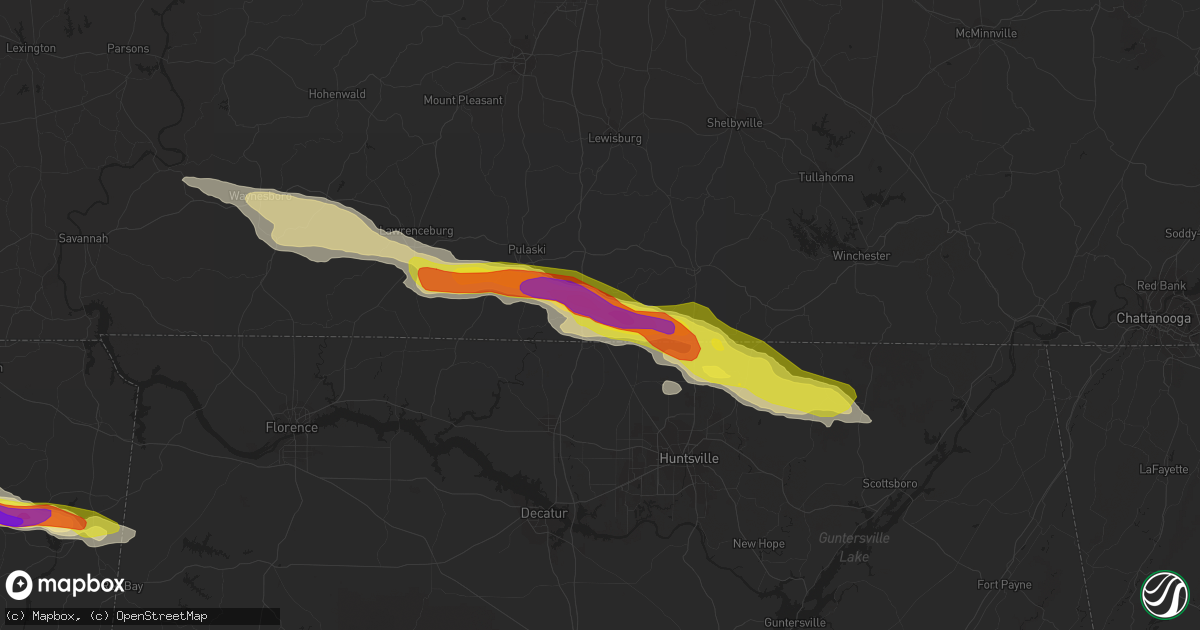 Hail map in Ardmore, TN on April 22, 2017