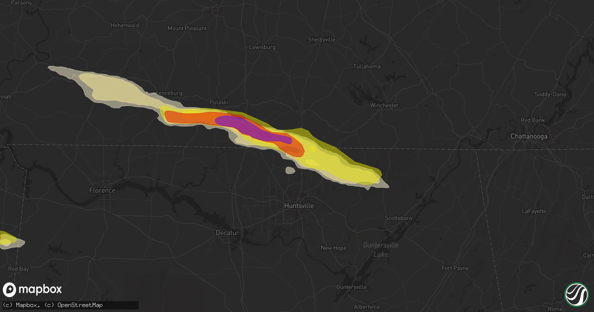 Hail map in Hazel Green, AL on April 22, 2017