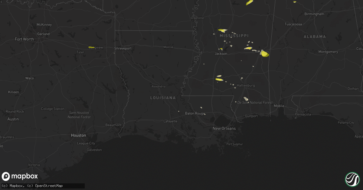 Hail map in Louisiana on April 22, 2017
