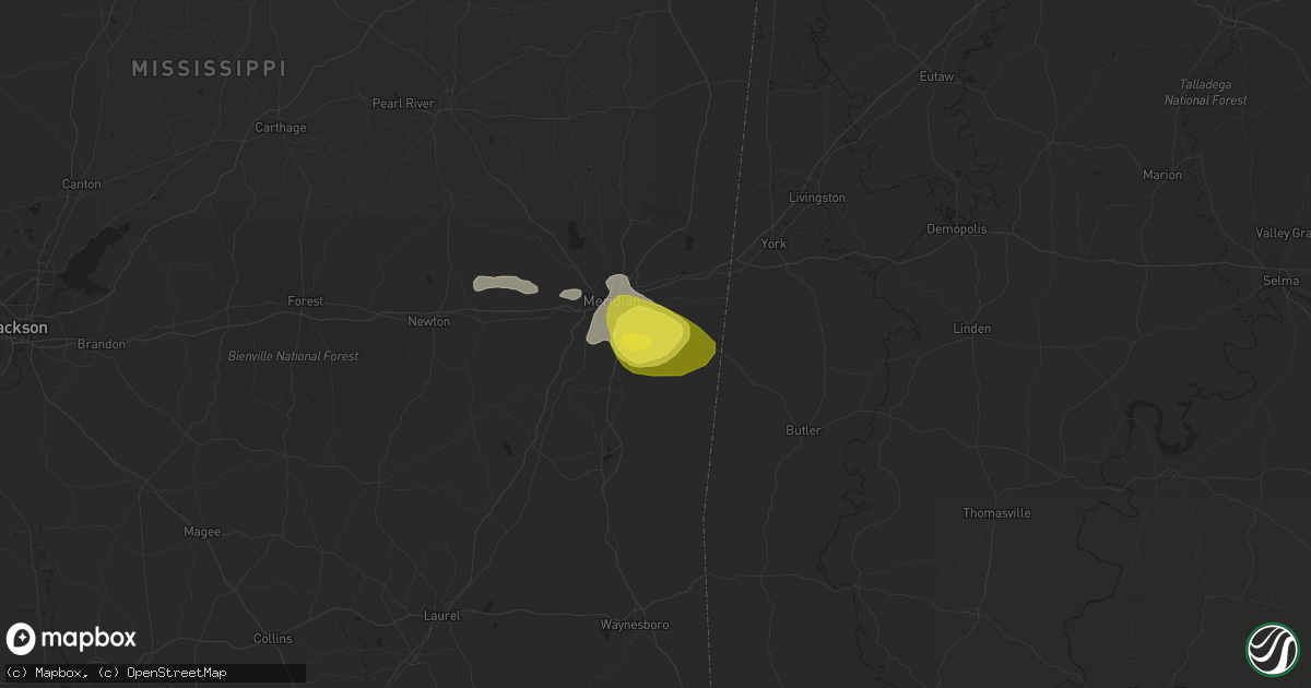 Hail map in Meridian, MS on April 22, 2017