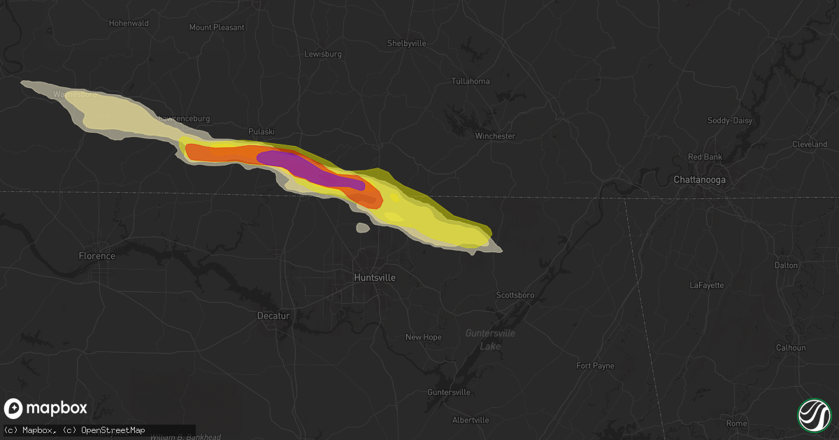 Hail map in New Market, AL on April 22, 2017