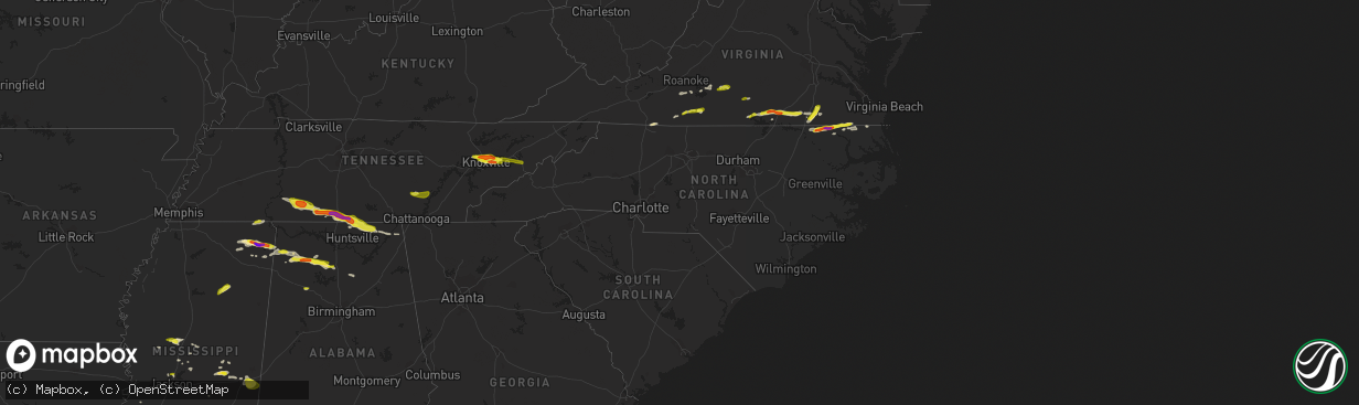 Hail map in North Carolina on April 22, 2017