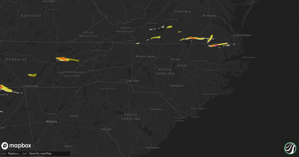 Hail map in North Carolina on April 22, 2017