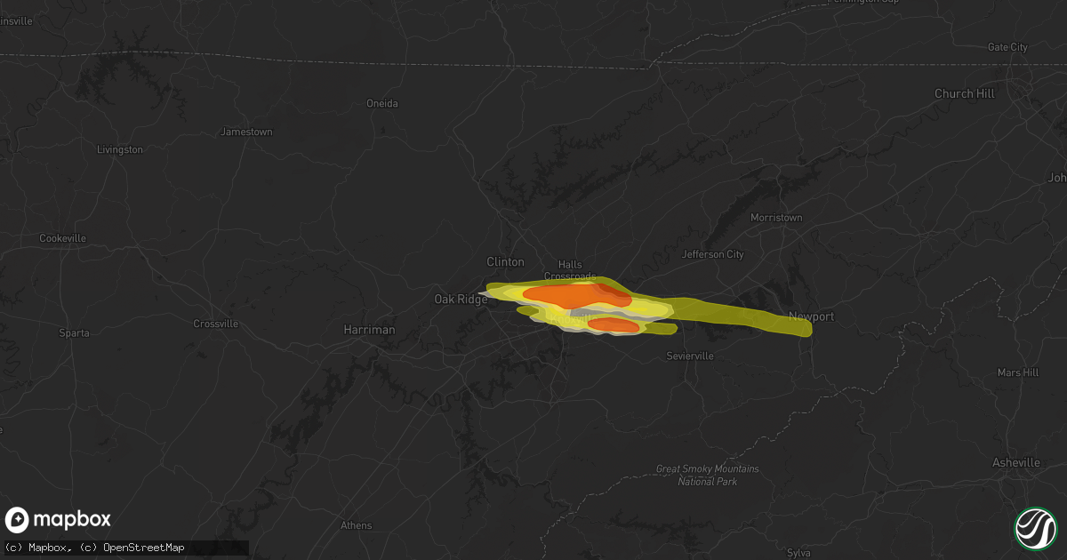 Hail map in Powell, TN on April 22, 2017