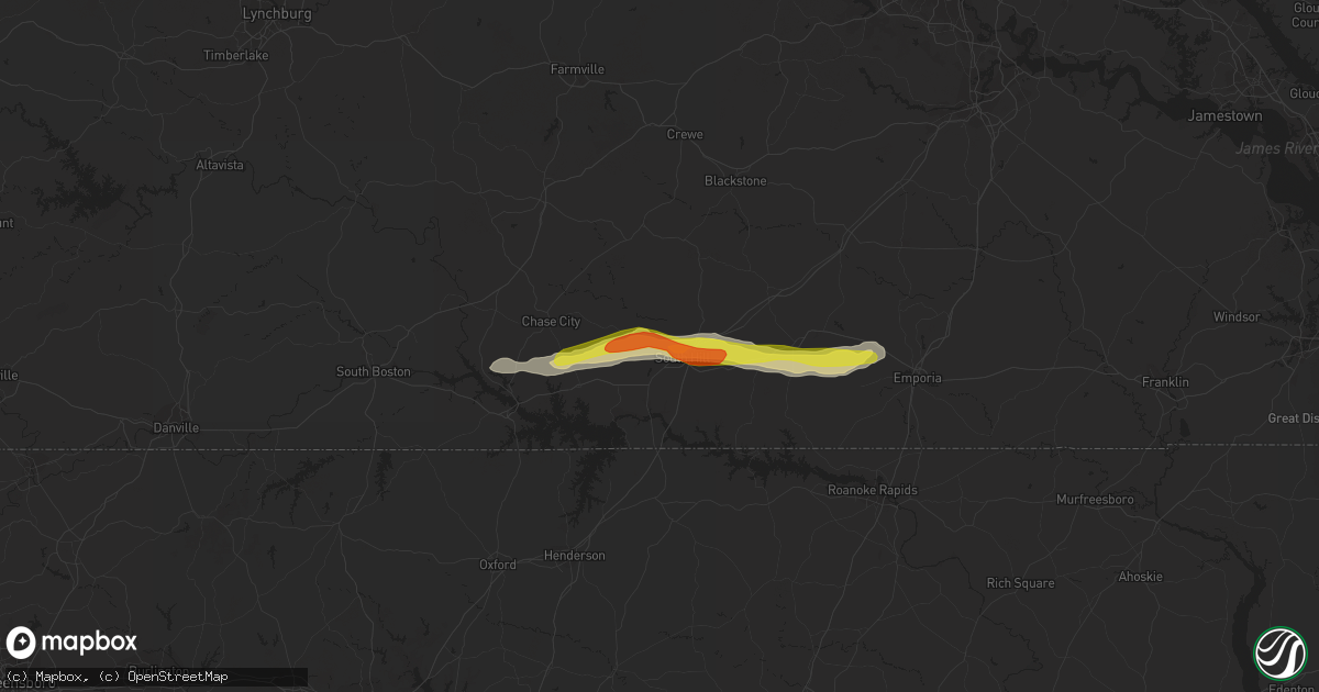 Hail map in South Hill, VA on April 22, 2017