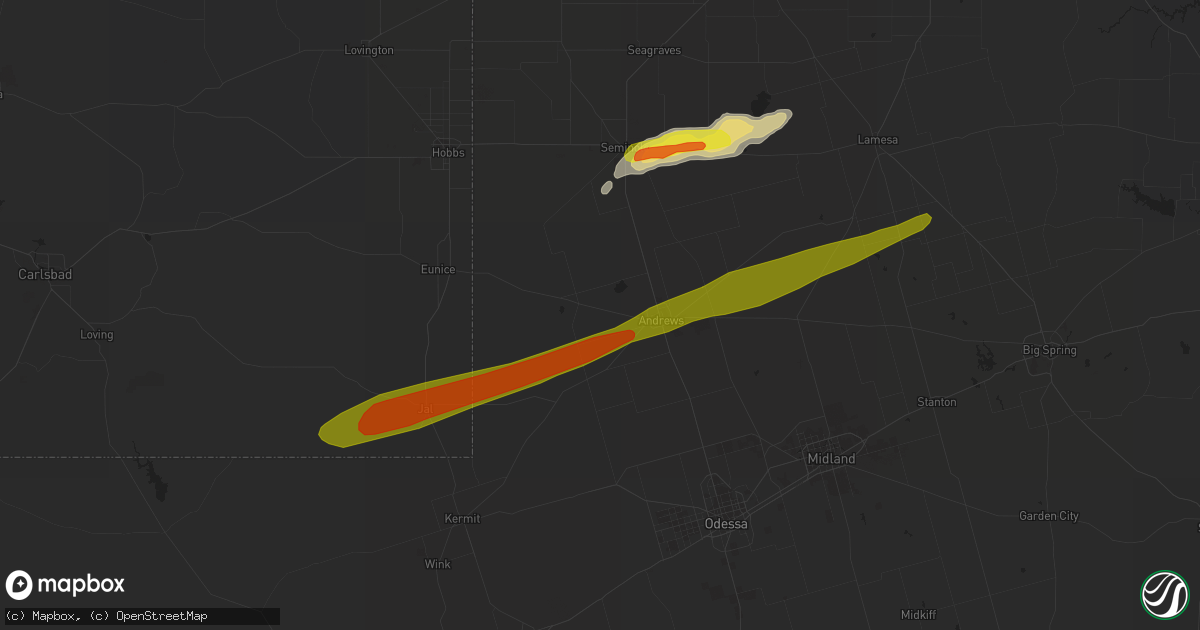 Hail map in Andrews, TX on April 22, 2019
