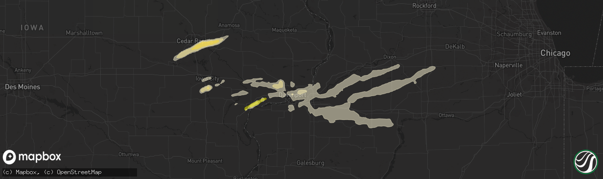 Hail map in Bettendorf, IA on April 22, 2019