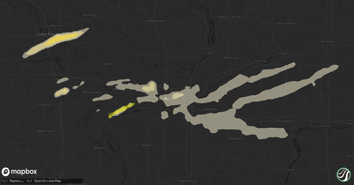 Hail map in Bettendorf, IA on April 22, 2019
