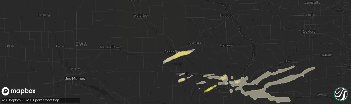 Hail map in Cedar Rapids, IA on April 22, 2019