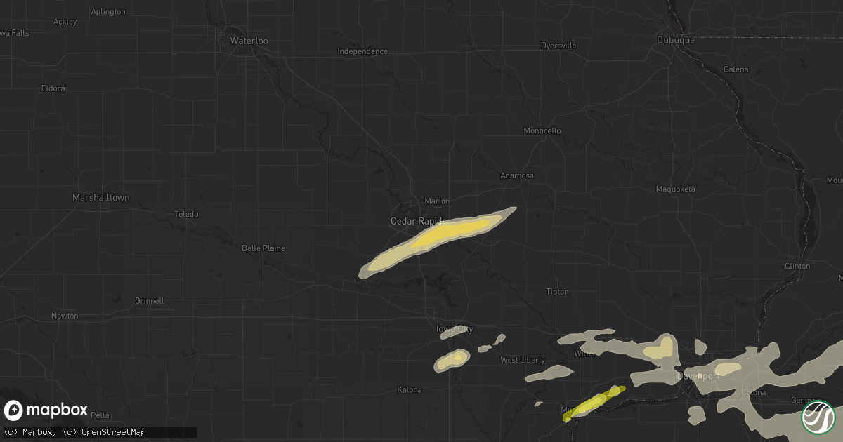 Hail map in Cedar Rapids, IA on April 22, 2019