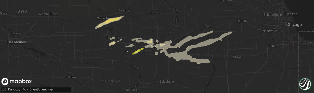 Hail map in Davenport, IA on April 22, 2019