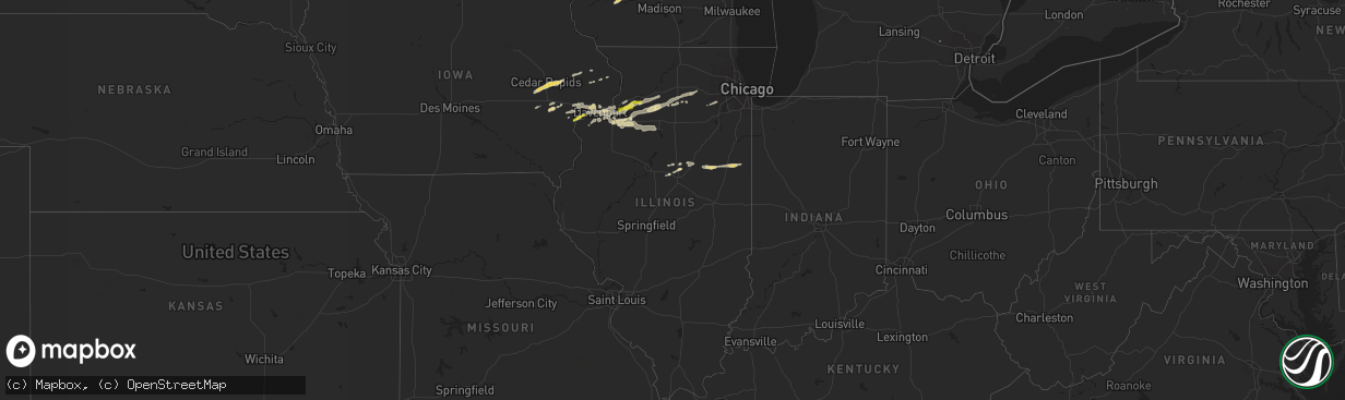 Hail map in Illinois on April 22, 2019