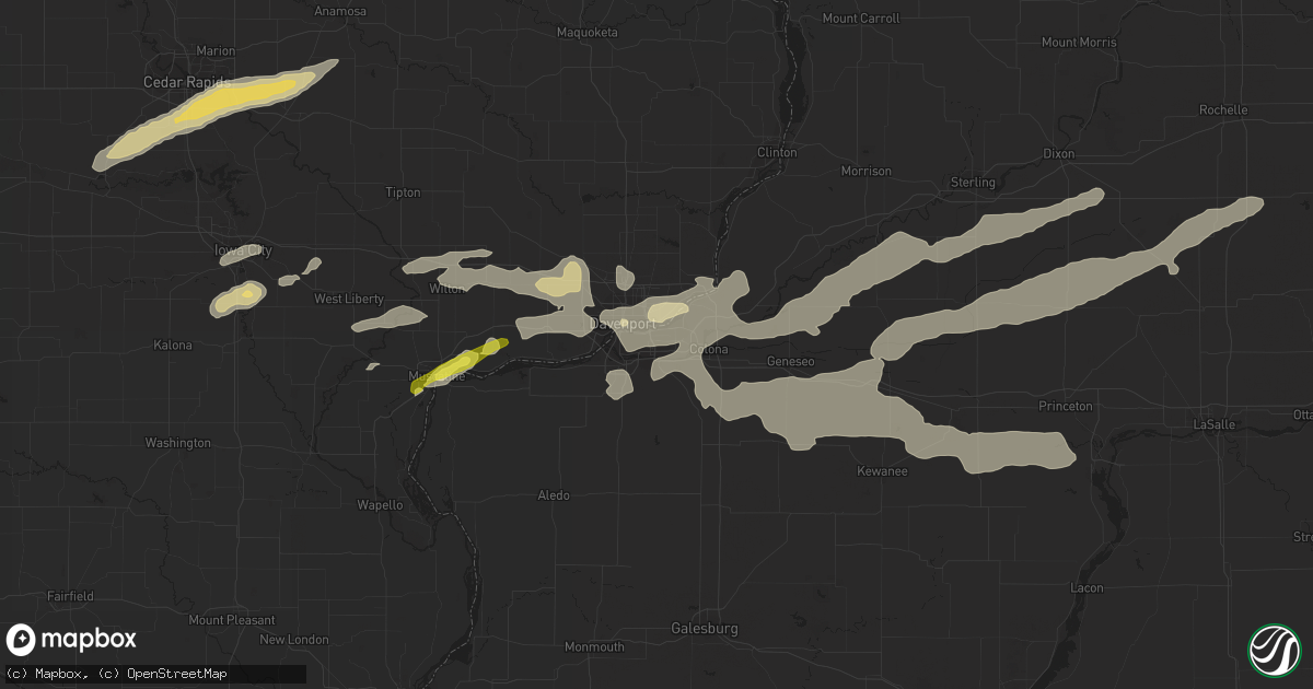 Hail map in Moline, IL on April 22, 2019