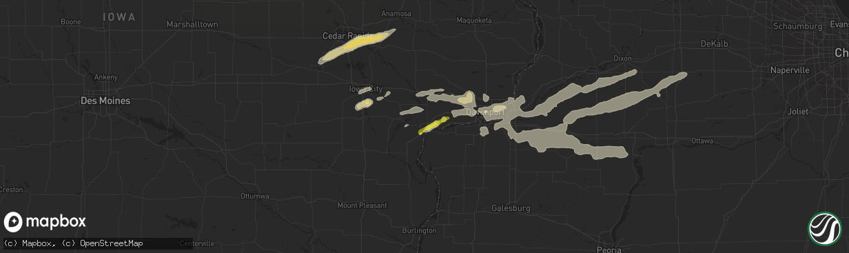 Hail map in Muscatine, IA on April 22, 2019