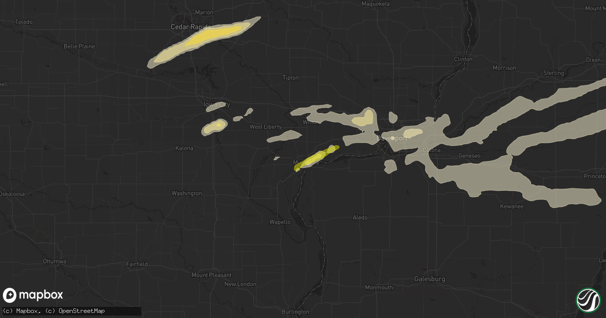 Hail map in Muscatine, IA on April 22, 2019