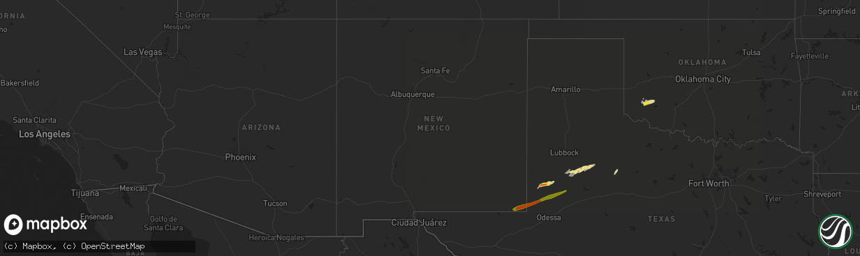 Hail map in New Mexico on April 22, 2019