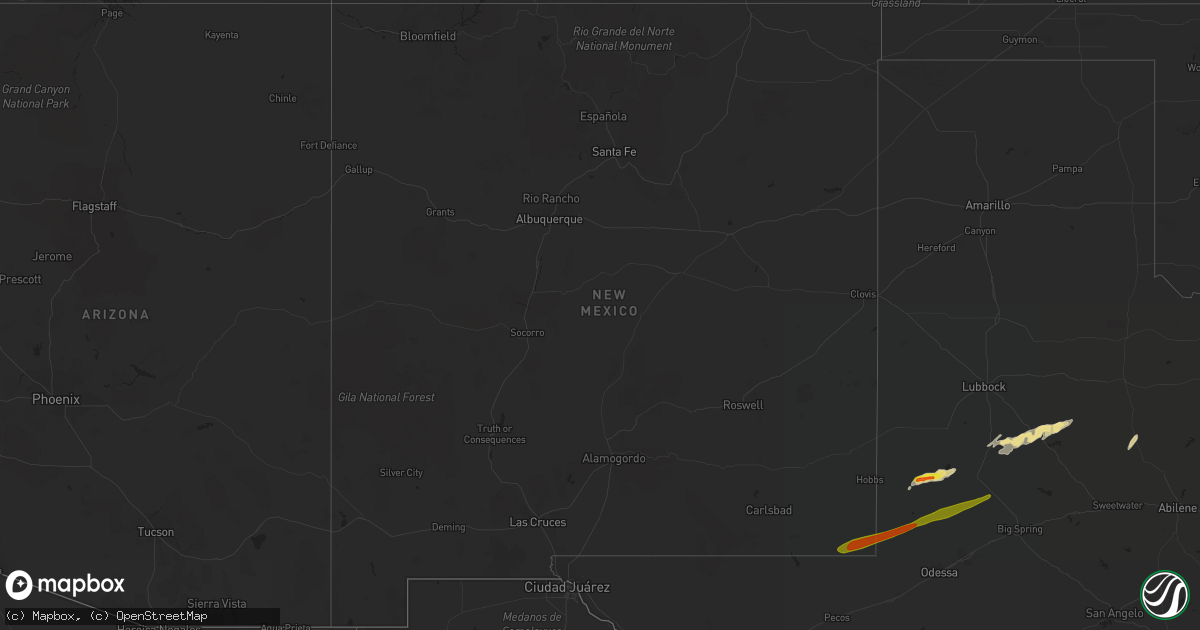 Hail map in New Mexico on April 22, 2019