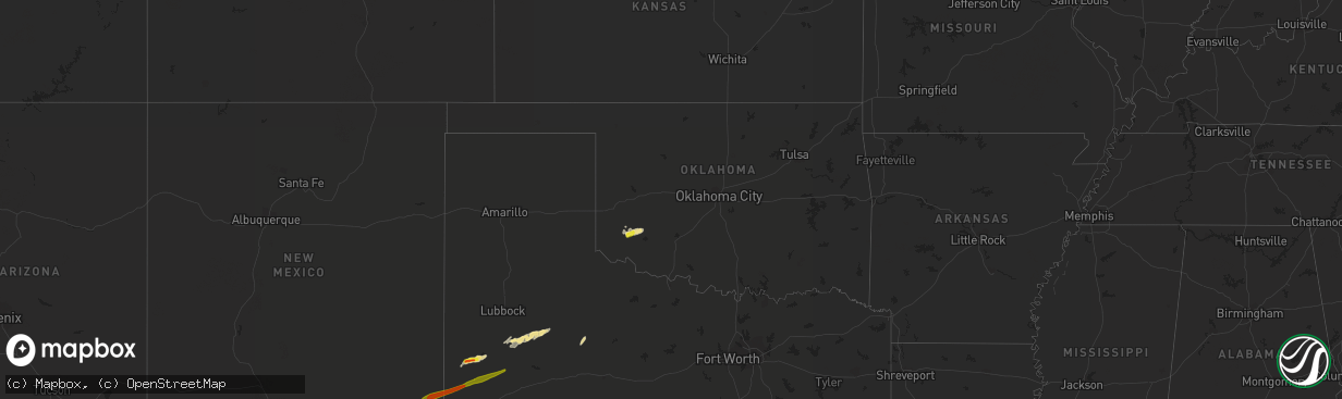 Hail map in Oklahoma on April 22, 2019