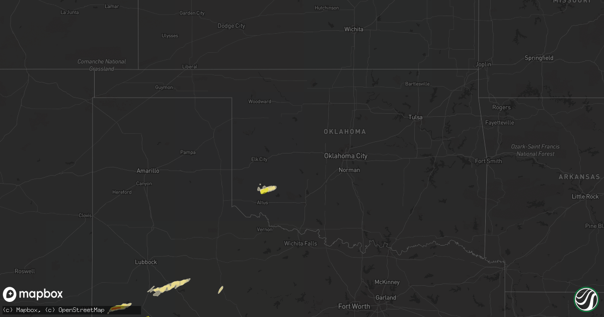 Hail map in Oklahoma on April 22, 2019