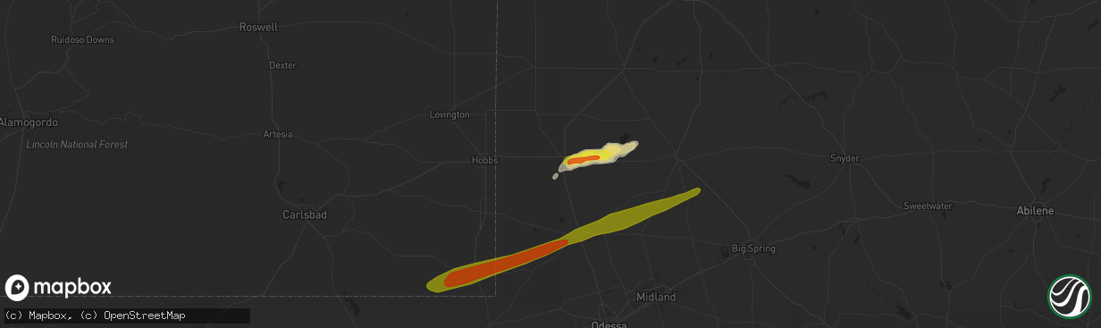 Hail map in Seminole, TX on April 22, 2019