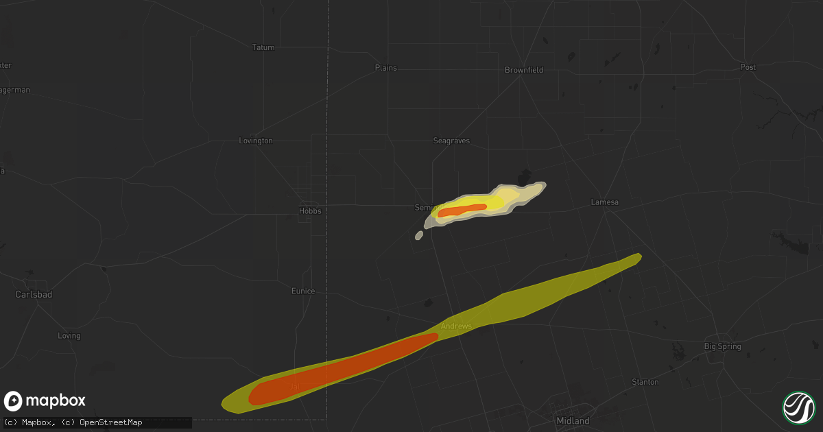 Hail map in Seminole, TX on April 22, 2019