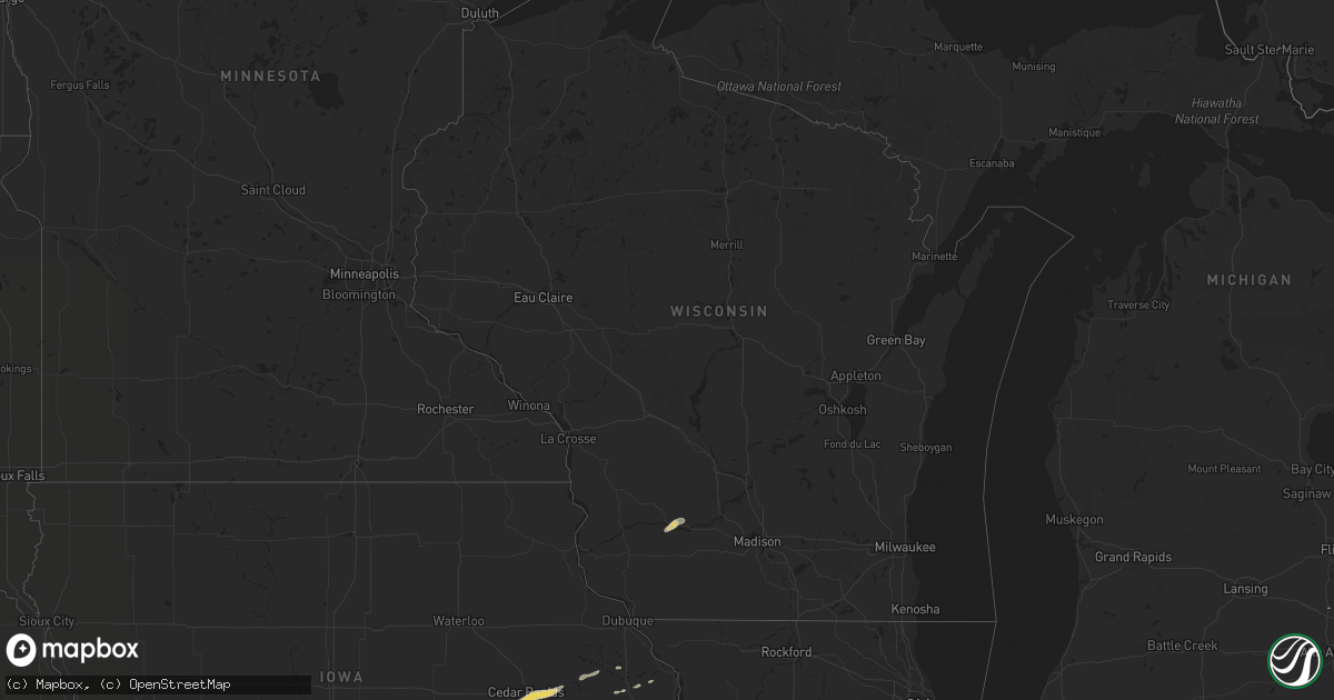 Hail map in Wisconsin on April 22, 2019