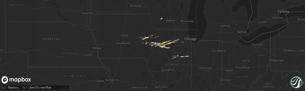 Hail map on April 22, 2019