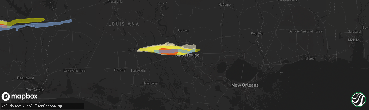 Hail map in Baton Rouge, LA on April 22, 2020